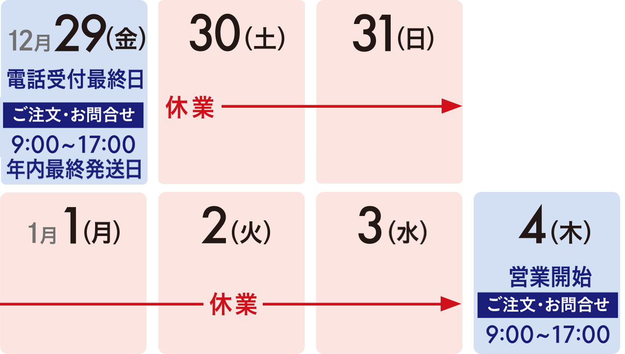 年末年始の営業時間のご案内