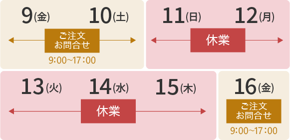 8月11日(日)～15日(木)休業