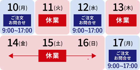 8月13日(木)～15日(土)休業